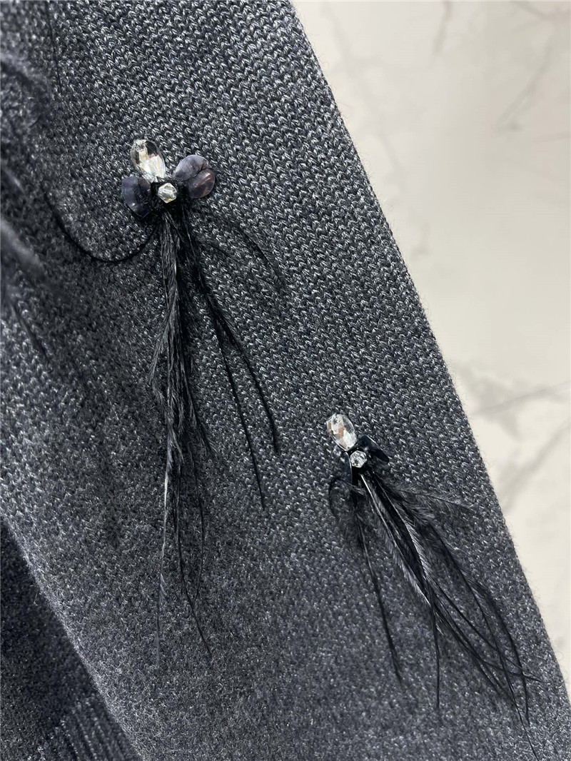 Va1e*ntin0 wool feather trim cardigan grey