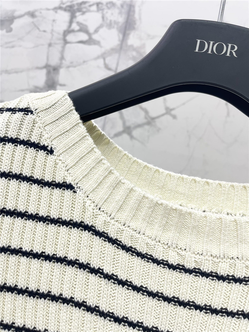 D10r marinière ribbed cotton knit sweater white