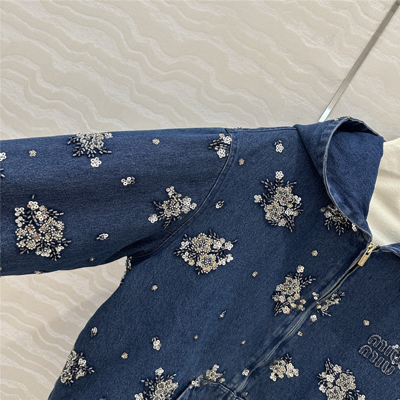 M1um1u cotton hooded jacket