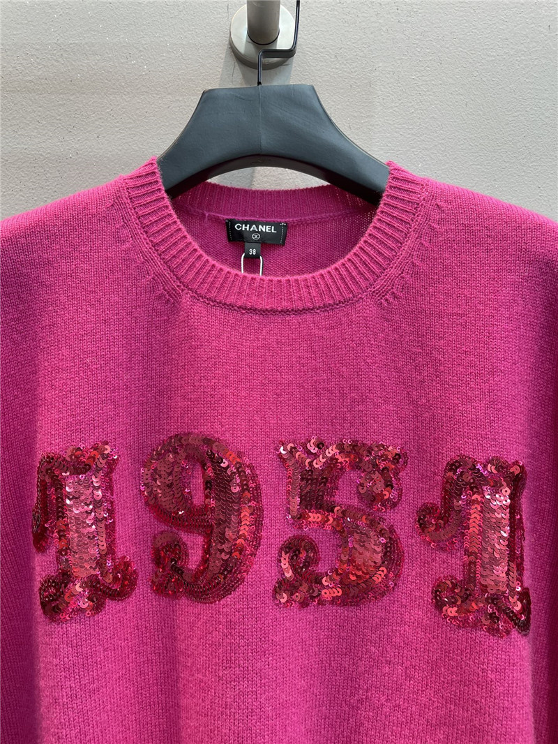 Ch**el sequin embroidered wool sweater in pink
