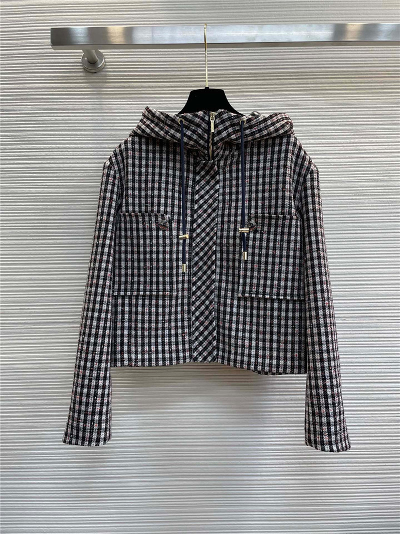 Ch**el plaid hooded jacket