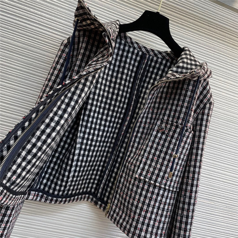 Ch**el plaid hooded jacket