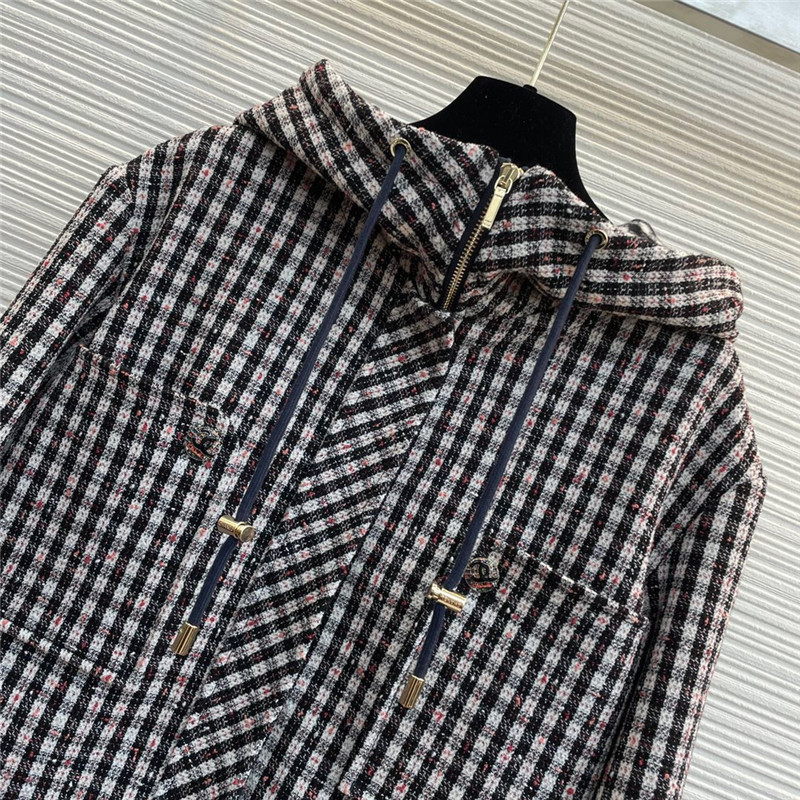 Ch**el plaid hooded jacket