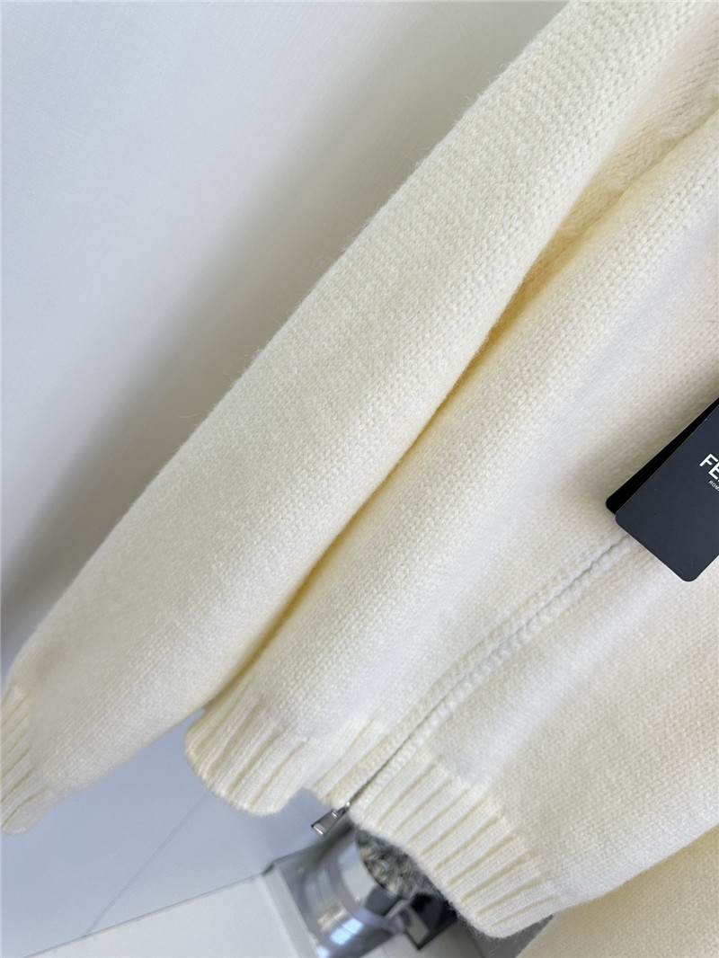 F**di fur-trim hooded zip sweater white