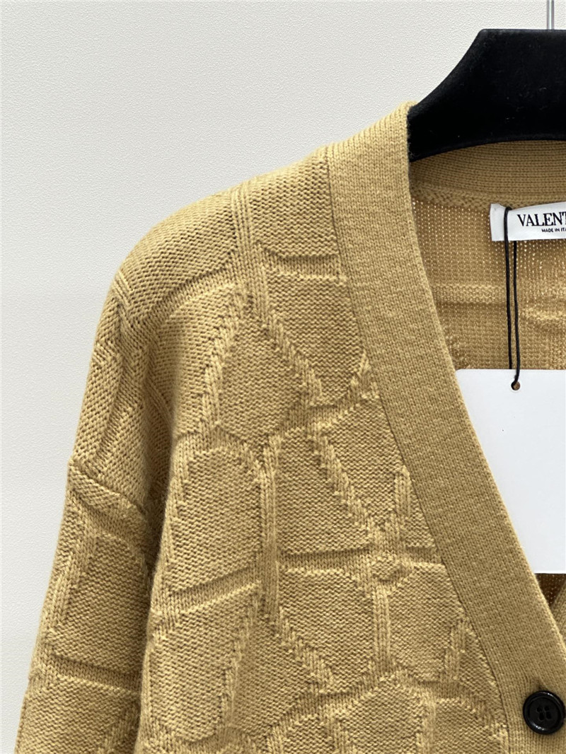 Va1e*ntin0 v-neck cable knit cardigan yellow
