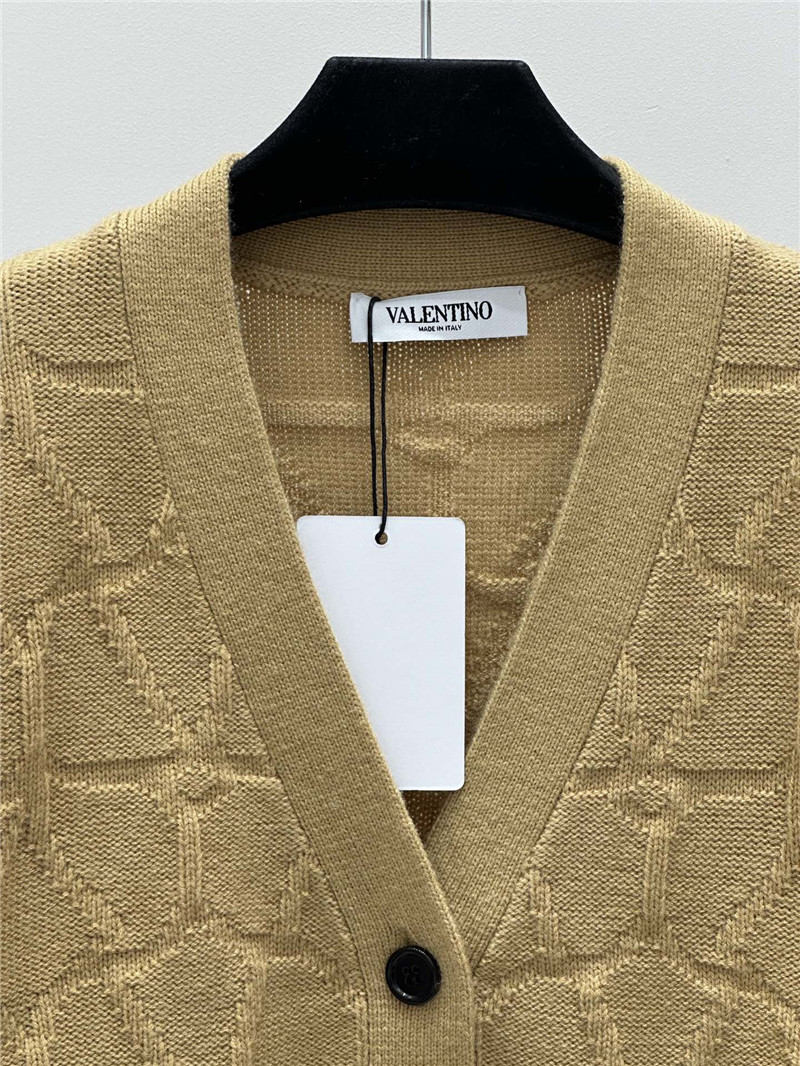 Va1e*ntin0 v-neck cable knit cardigan yellow