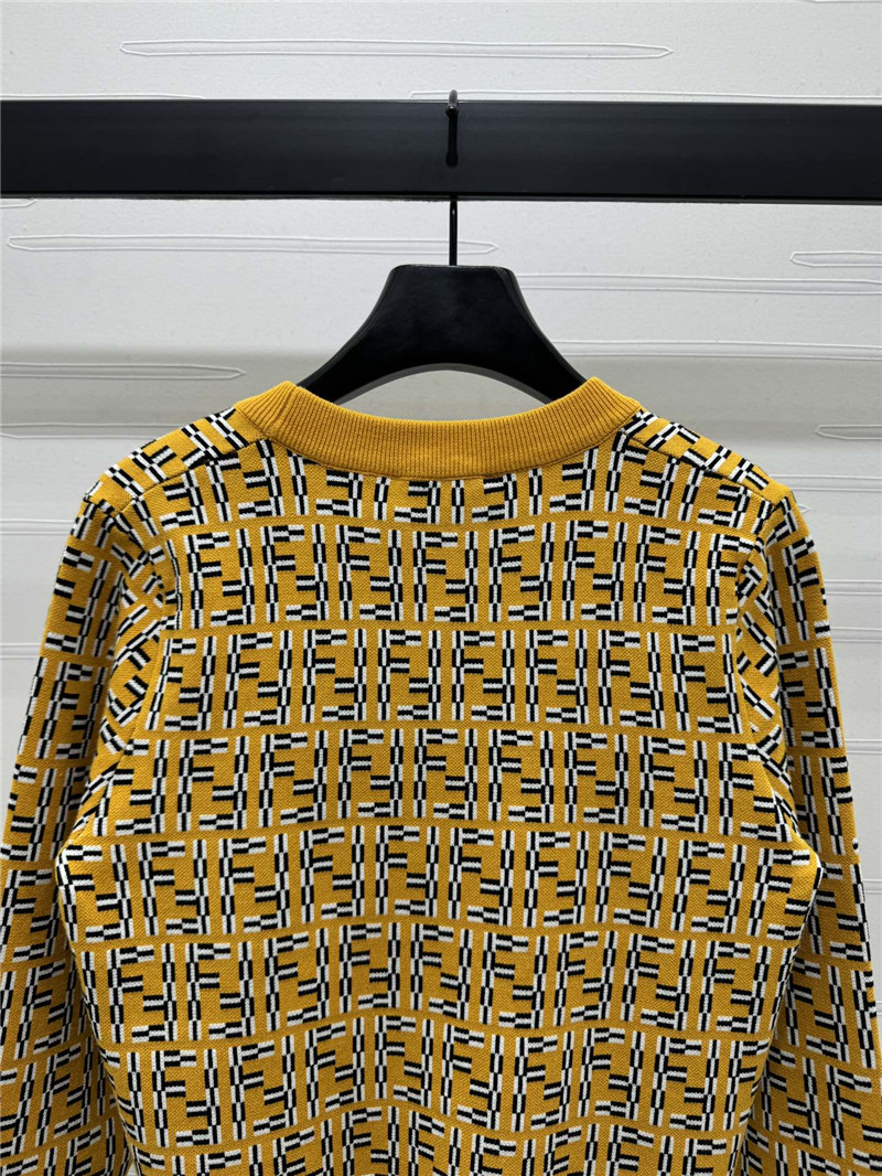 F**di jacquard v-neck cardigan yellow