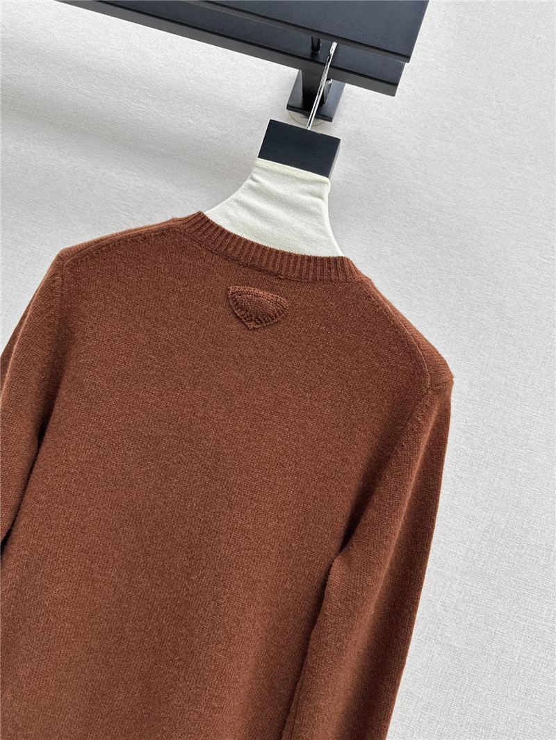 Pra*a triangle logo wool cardigan brown