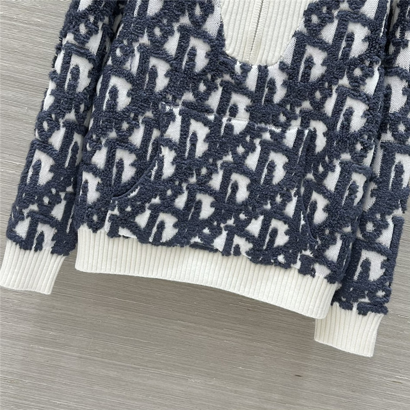 D10r oblique half-zip jacquard sweater navy