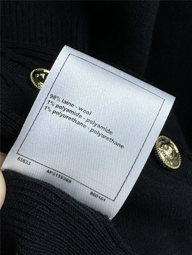 Ch**el v-neck trim wool cardigan black