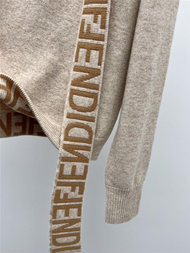 F**di logo ribbon wool sweater beige