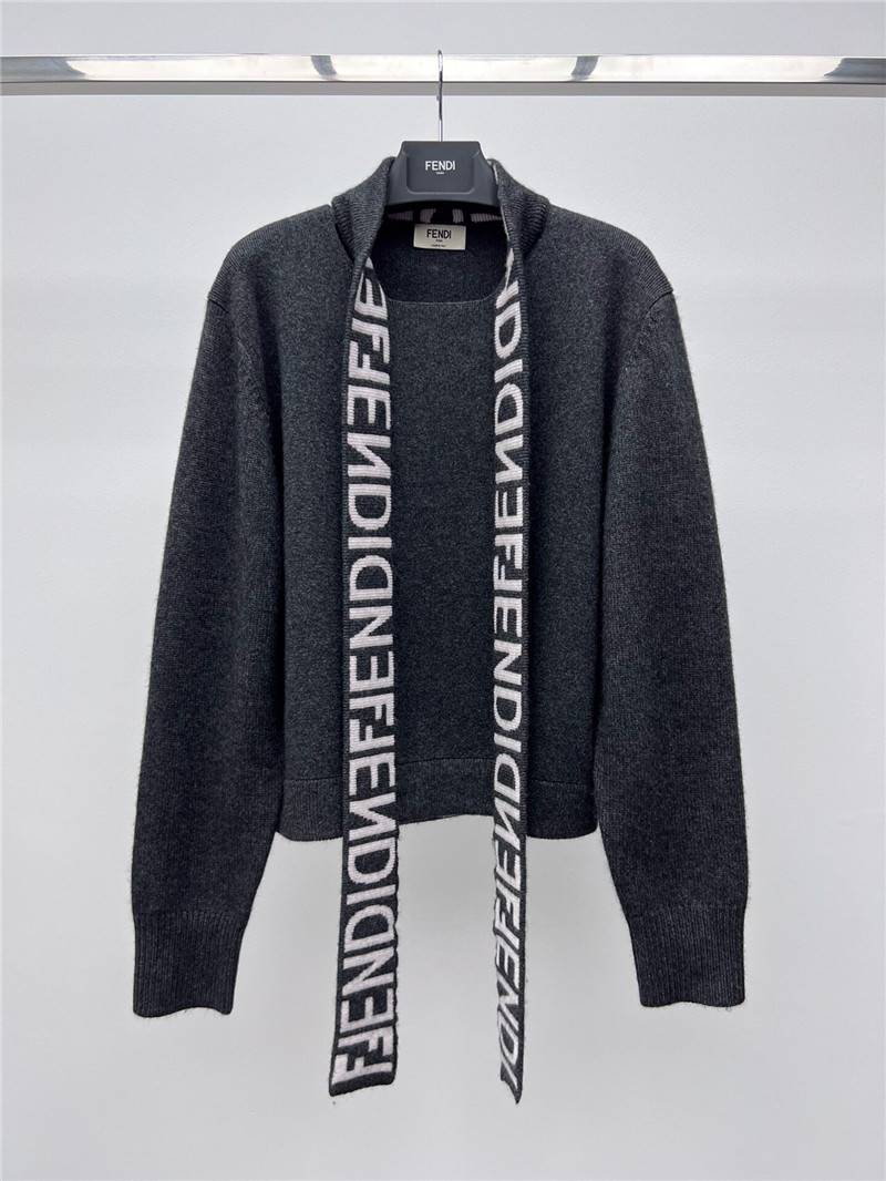 F**di logo ribbon wool sweater black