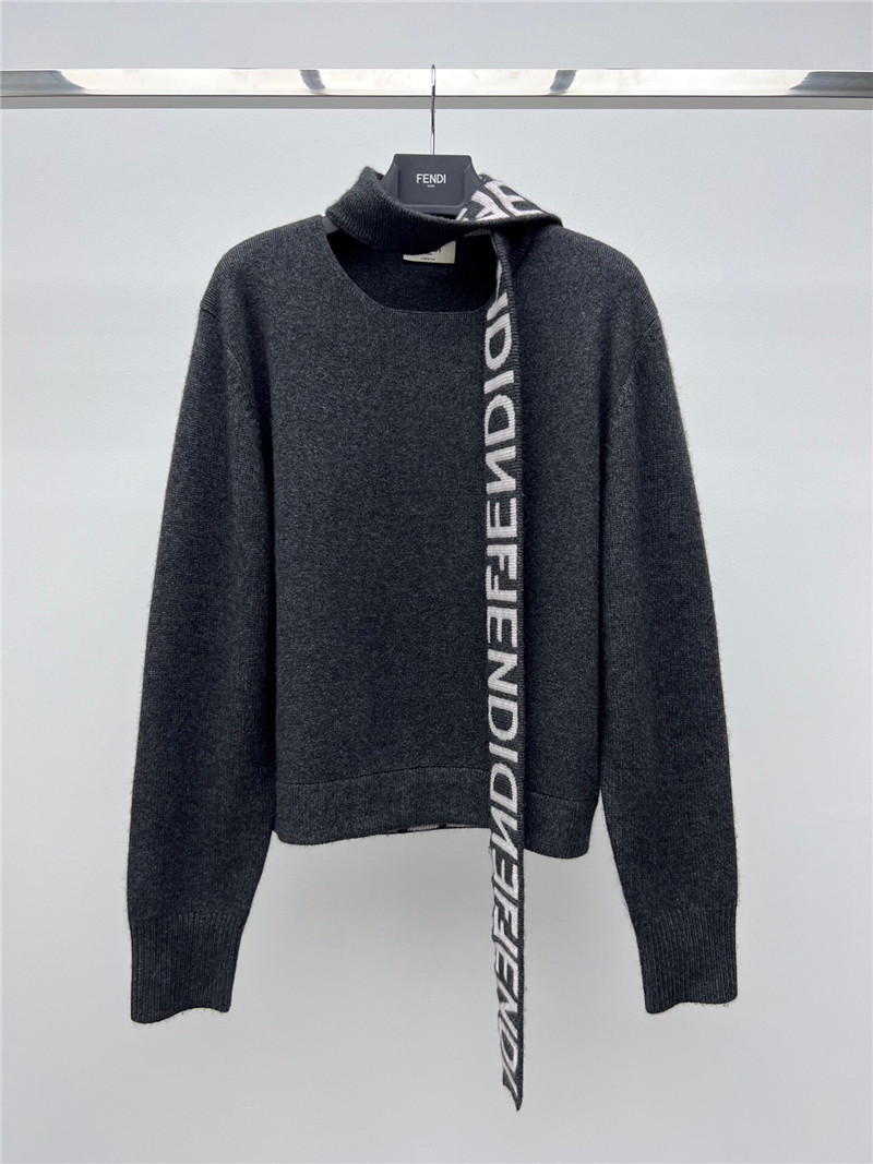 F**di logo ribbon wool sweater black