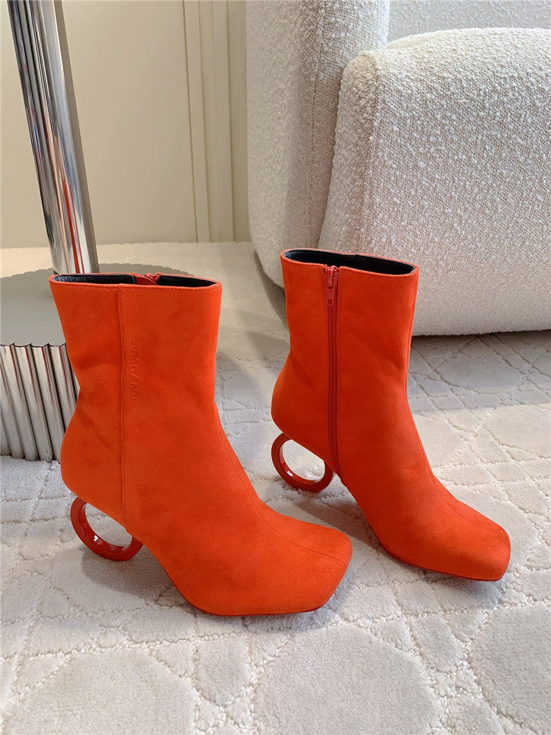 Ferragamo Rose Red Elina Calfskin Ankle Boots