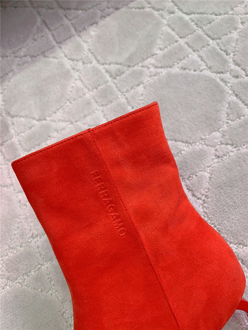 Ferragamo Rose Red Elina Calfskin Ankle Boots