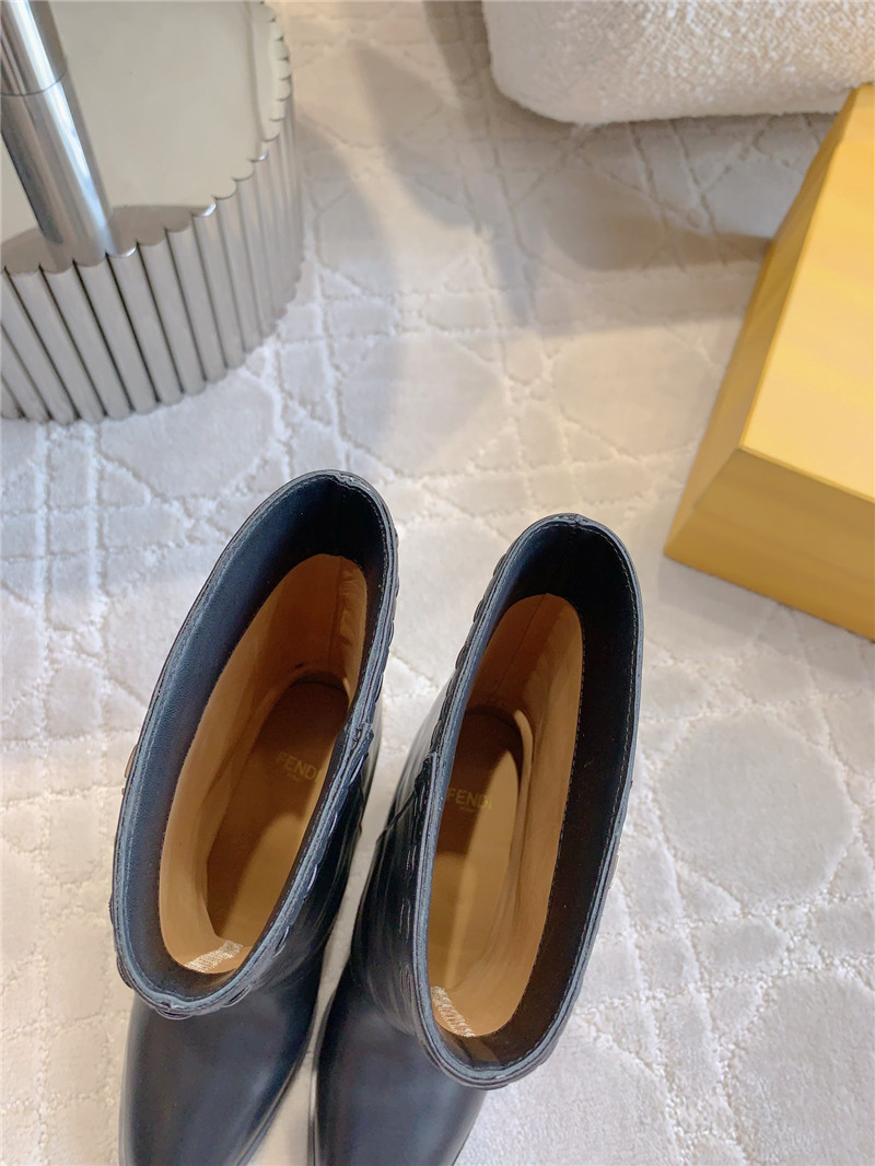 F**di show black leather ankle boots