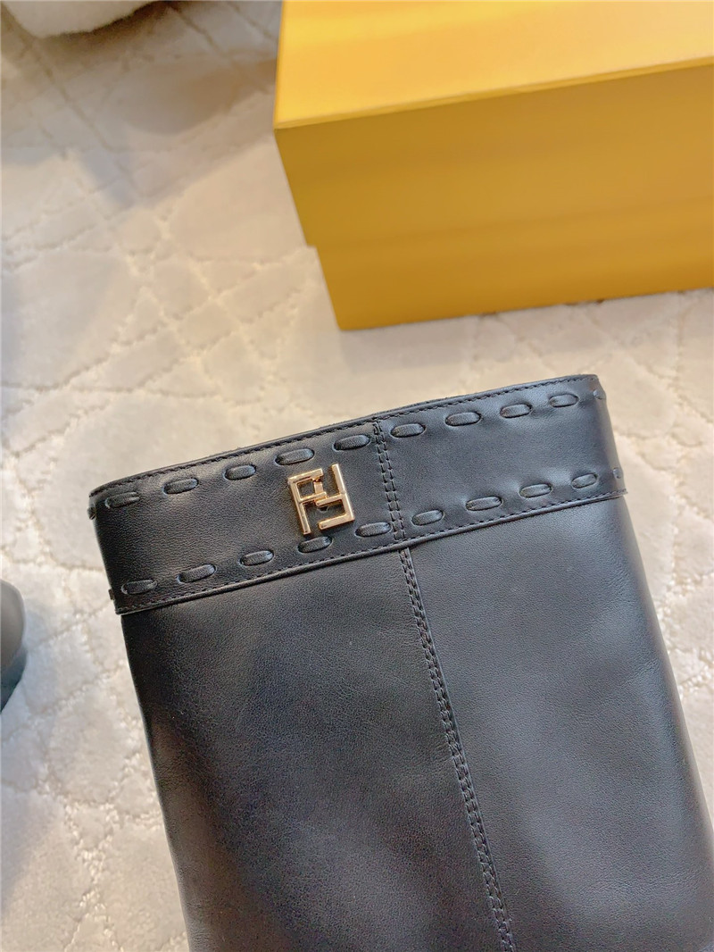 F**di show black leather ankle boots