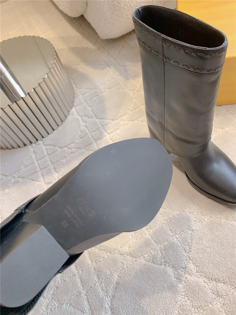 F**di show black leather ankle boots