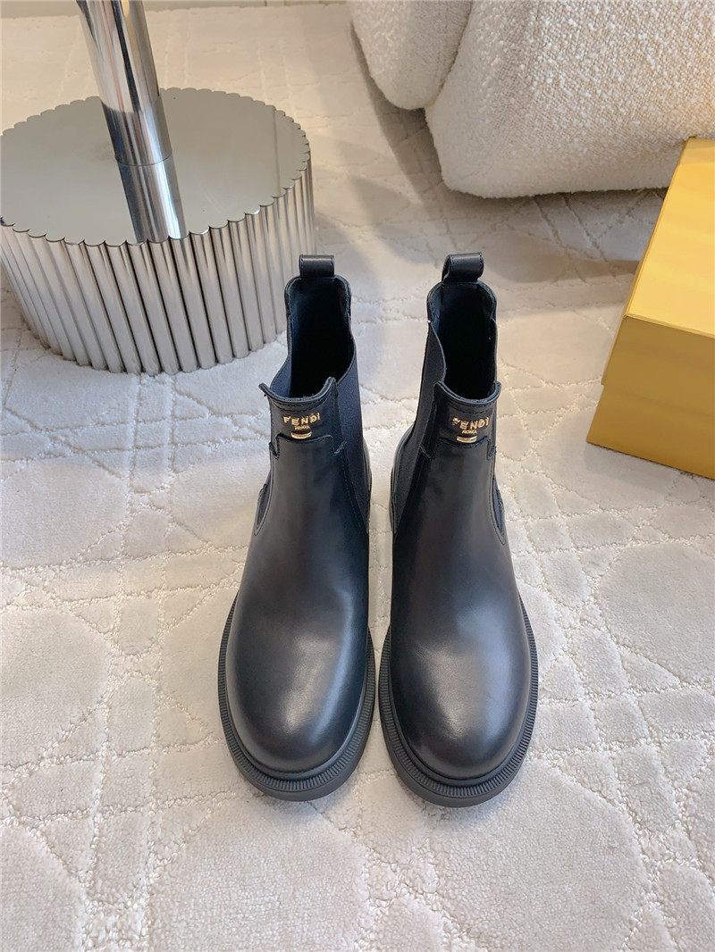 F**di leather filo biker boot in black