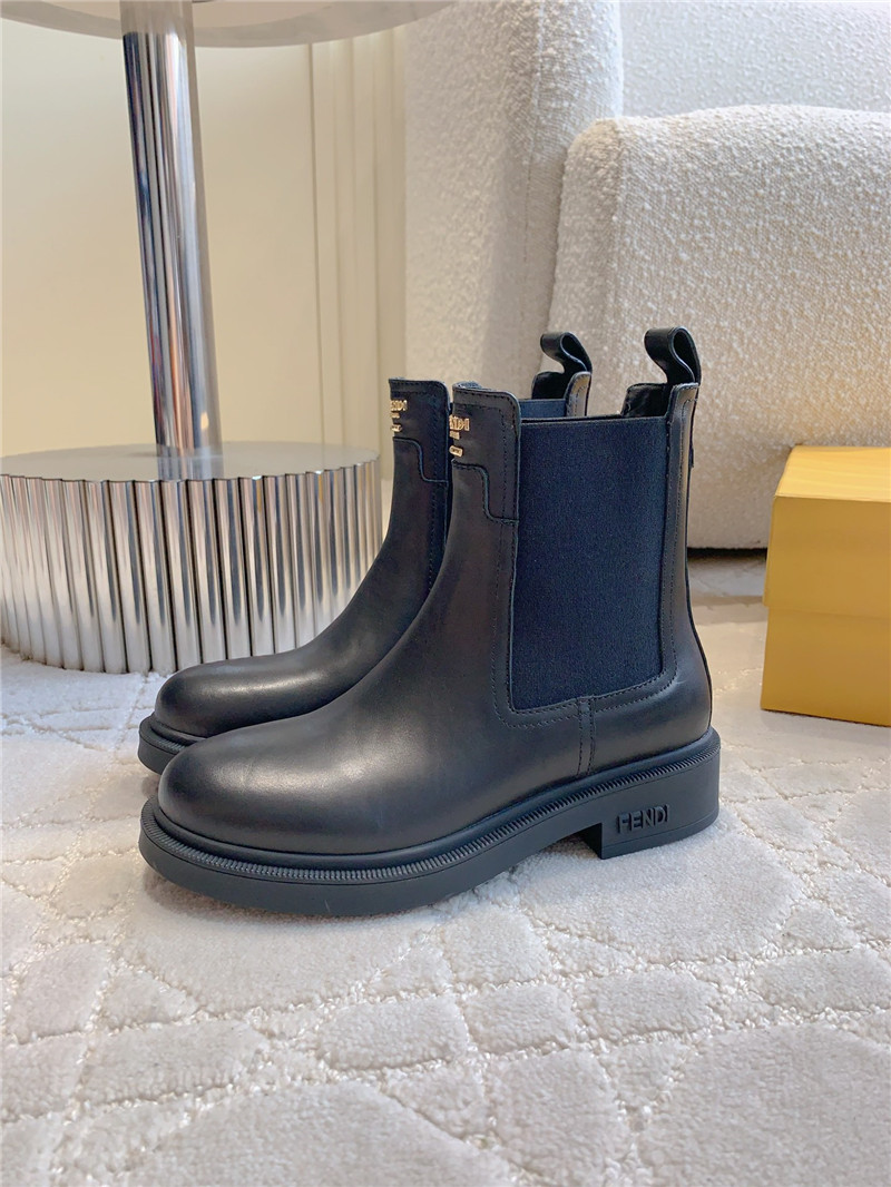 F**di leather filo biker boot in black