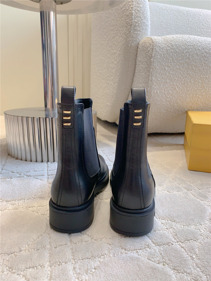 F**di leather filo biker boot in black