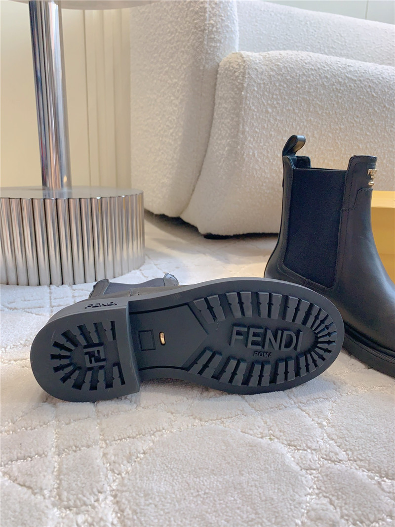 F**di leather filo biker boot in black