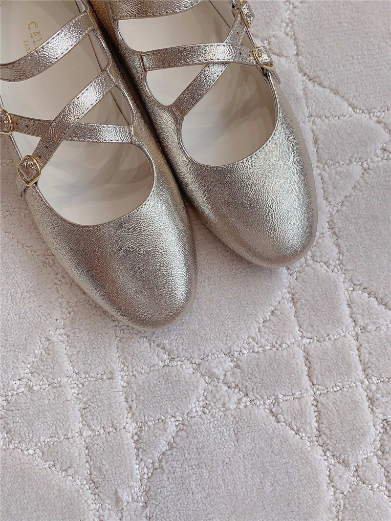 Ce1i*e babies ballerinas silver patent calfskin