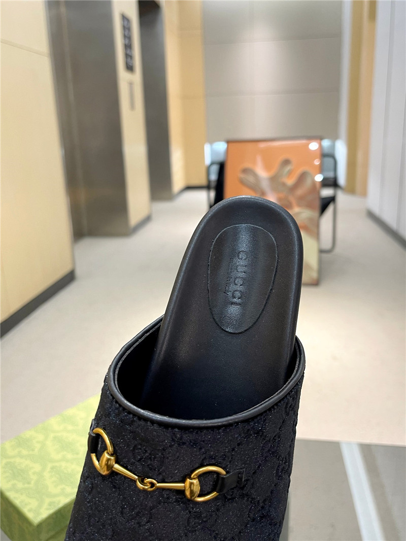 Gvc*1 horsebit mule black gg suede