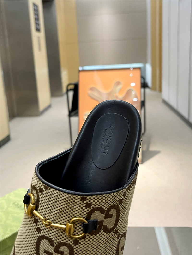 Gvc*1 horsebit mule beige gg print