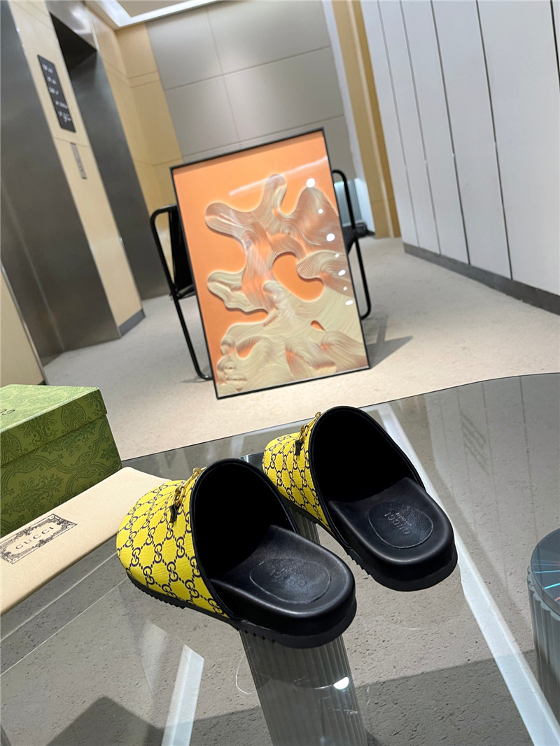 Gvc*1 horsebit mule yellow gg print