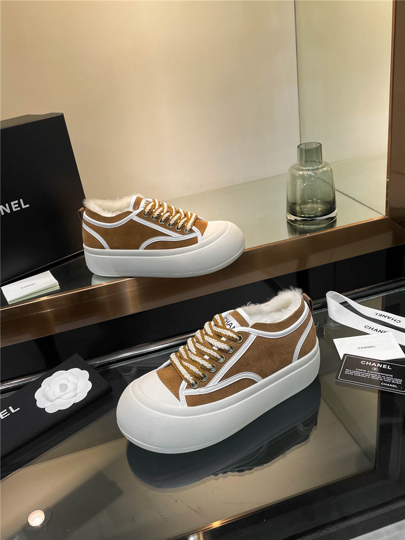 Ch**el brown lace-up winter platform sneakers