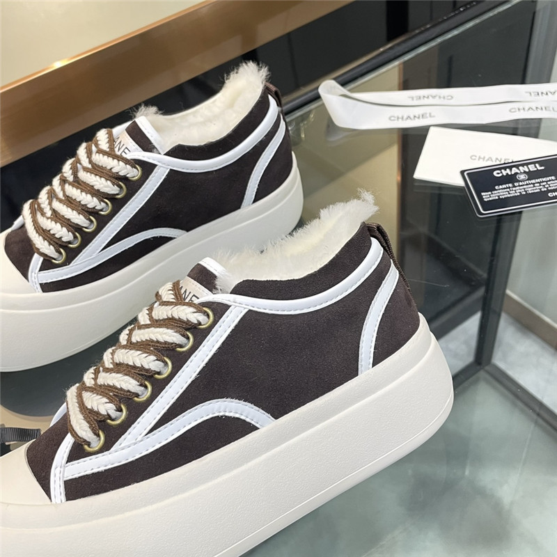 Ch**el lace-up winter platform sneakers
