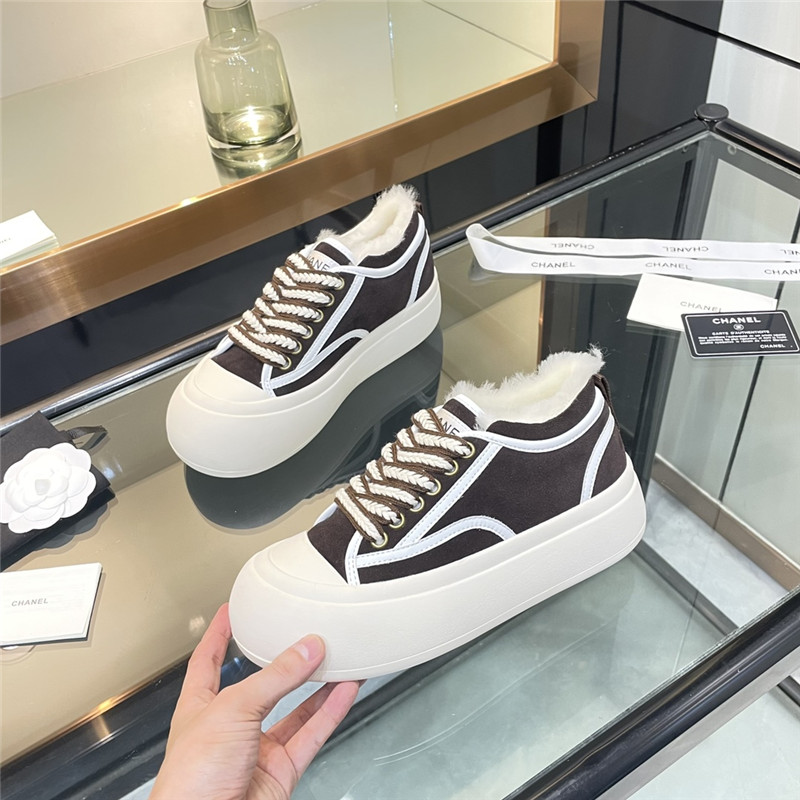 Ch**el lace-up winter platform sneakers