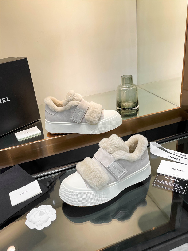 Ch**el velcro gray winter platform sneakers