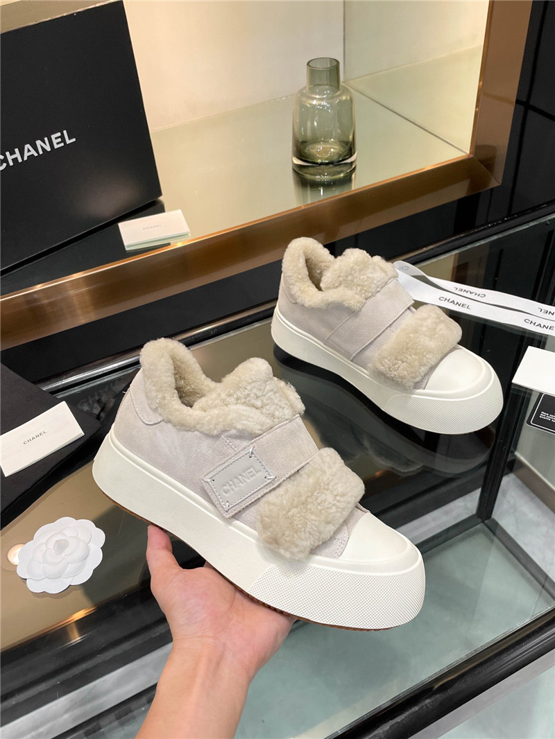Ch**el velcro gray winter platform sneakers