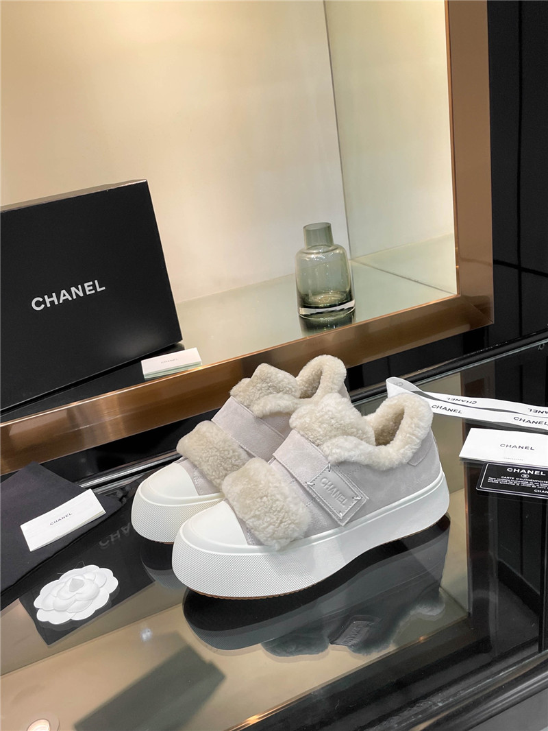 Ch**el velcro gray winter platform sneakers
