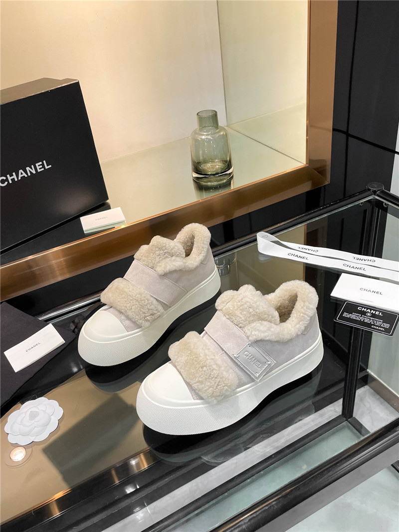 Ch**el velcro gray winter platform sneakers