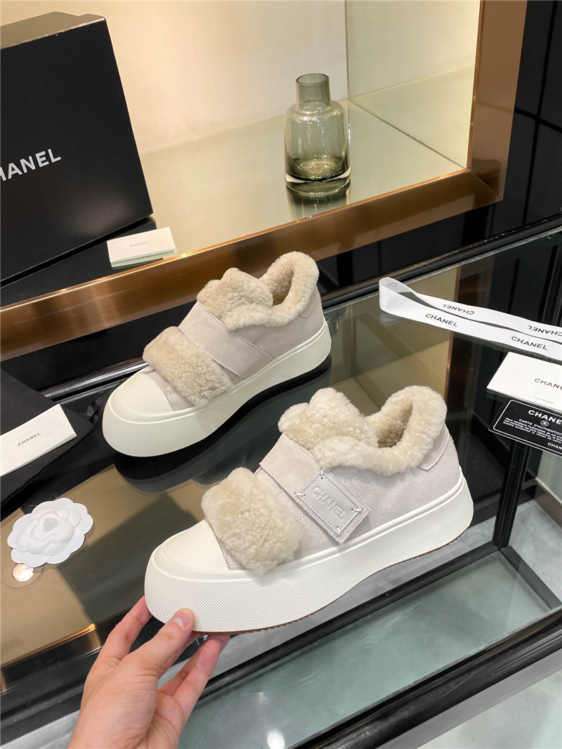 Ch**el velcro gray winter platform sneakers
