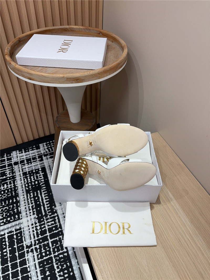 D10r icon white calfskin heeled sandals