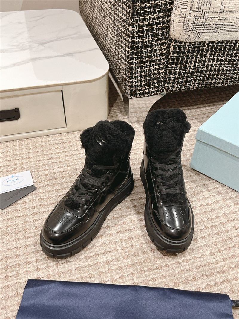 Pra*a patent leather winter platform sneakers