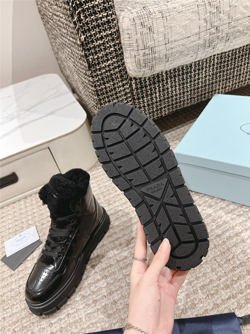 Pra*a patent leather winter platform sneakers