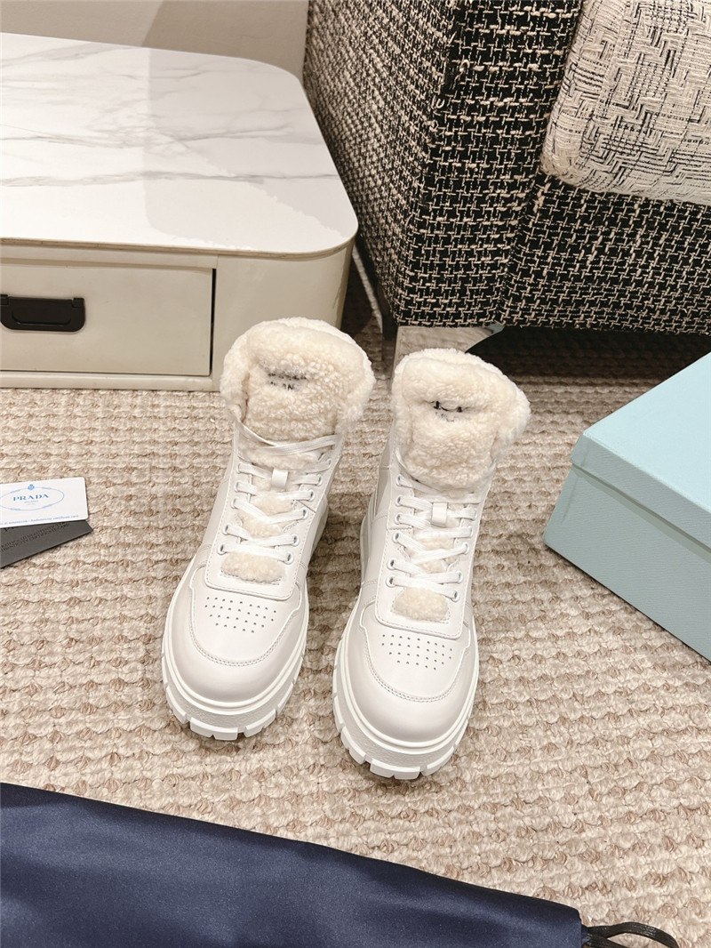 Pra*a white high top winter platform sneakers