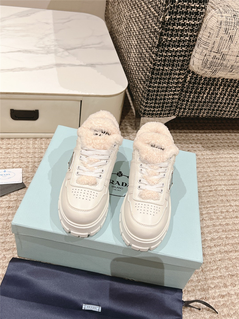 Pra*a fur triangle logo sneakers