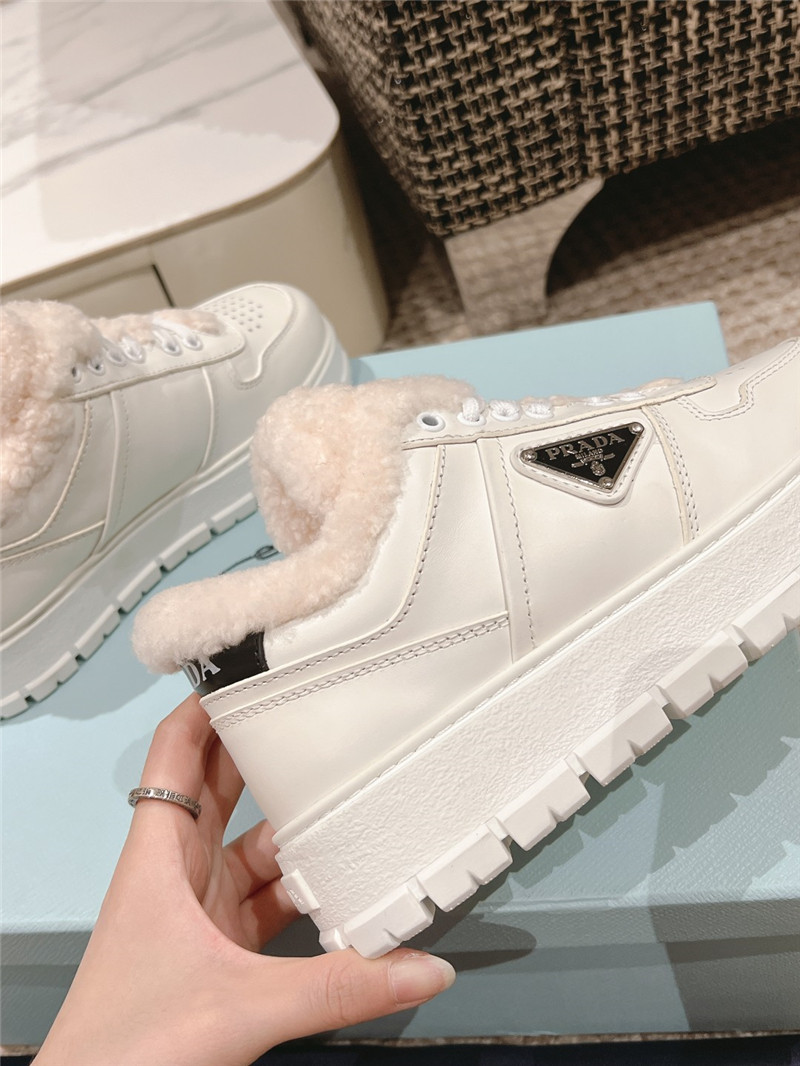 Pra*a fur triangle logo sneakers