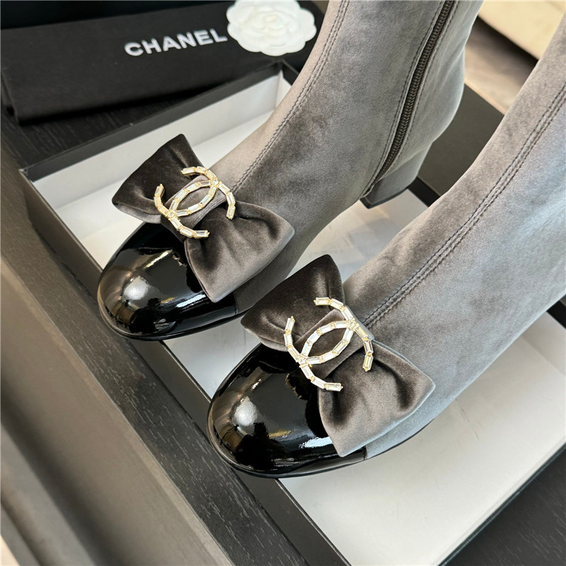 Ch**el velvet bow ankle boots