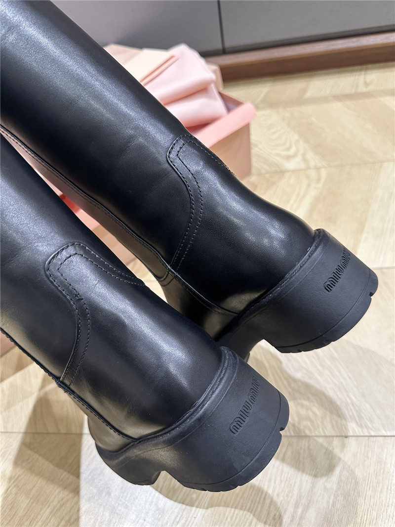 Miu Miu Women’s Black Leather High Boots