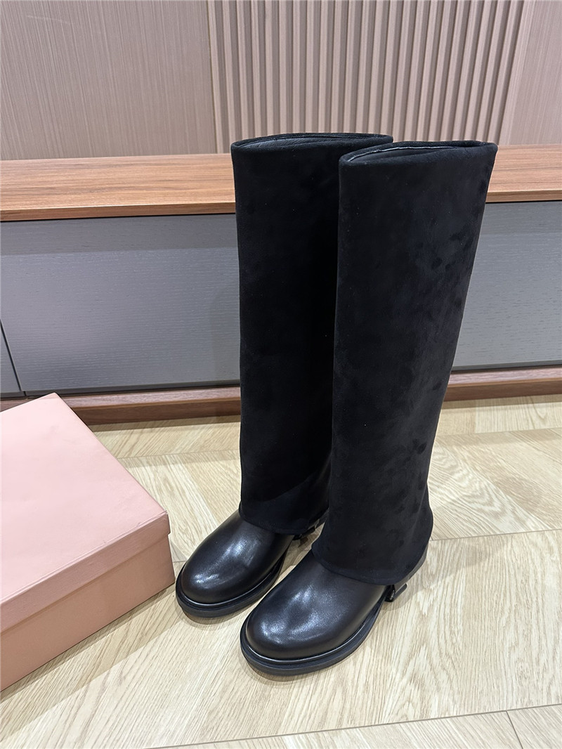 Miu Miu Turn-Down Collar High Boots