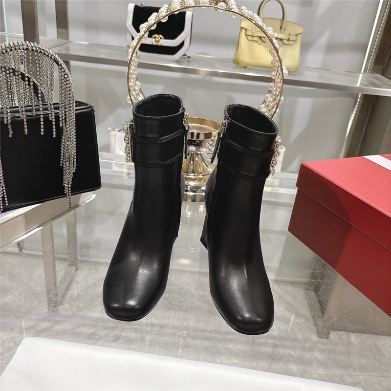 Roger Vivier Leather Buckle Ankle Booties