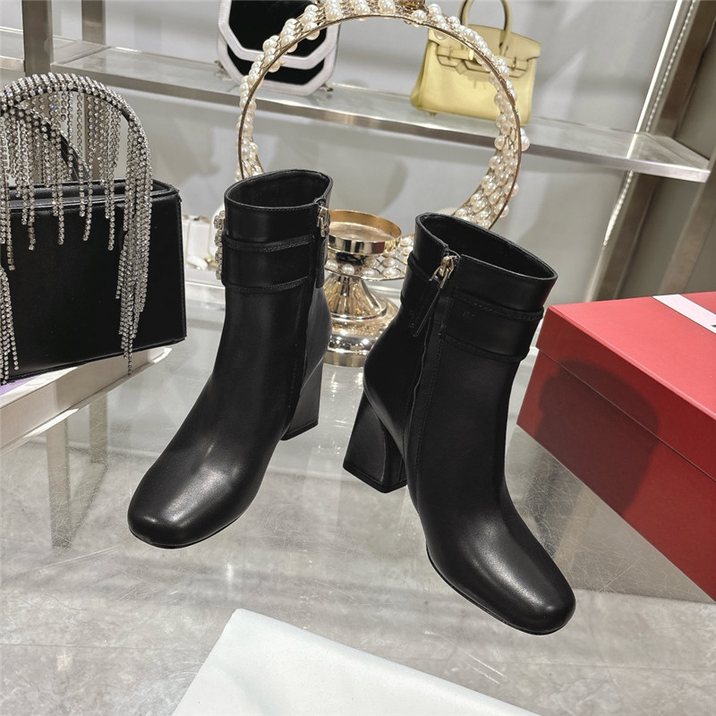 Roger Vivier Leather Buckle Ankle Booties