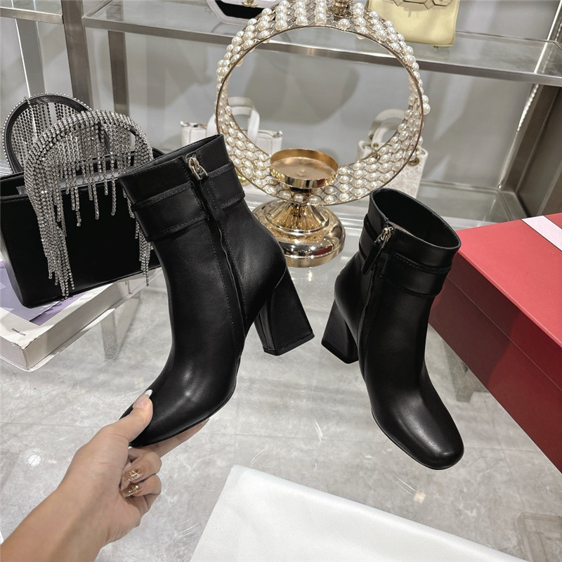 Roger Vivier Leather Buckle Ankle Booties